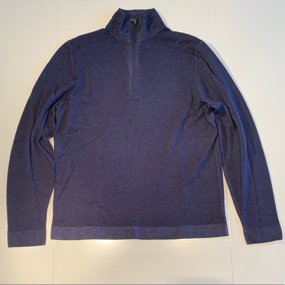 Elie Tahari Men’s Wool Navy Quarter Zip